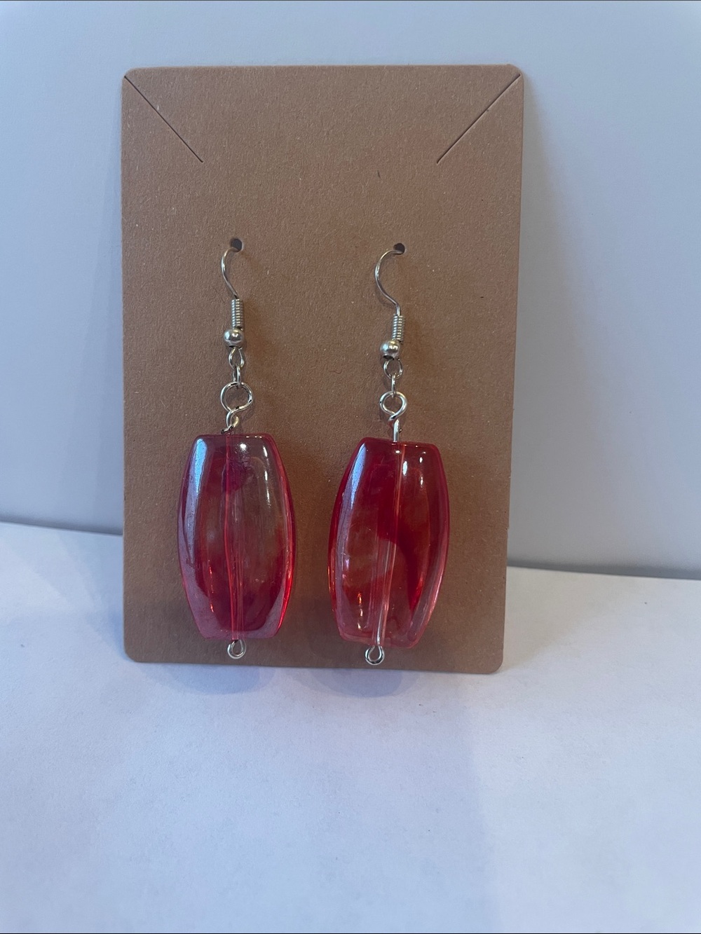Red Acrylic Drop Earrings - Women's Fashion Jewelry